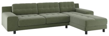 An Image of Habitat Hendricks Left Corner Velvet Chaise - Sage Green