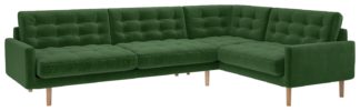 An Image of Habitat Fenner Left Corner Velvet Sofa - Moss Green