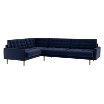 An Image of Habitat Fenner Right Corner Fabric Sofa - Navy Blue