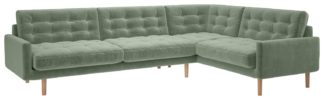 An Image of Habitat Fenner Left Corner Velvet Sofa - Sage Green