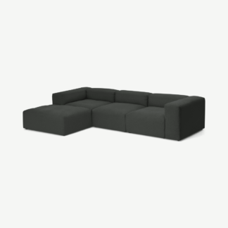 An Image of Livienne Chaise End Corner Sofa, Black Pearl Linen