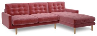 An Image of Habitat Fenner Right Corner Velvet Chaise - Dusty Rose