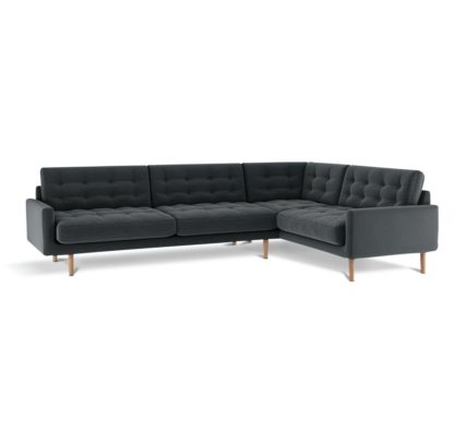 An Image of Habitat Fenner Left Corner Fabric Sofa - Dark Grey