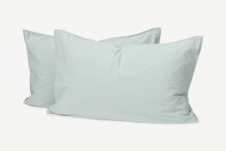 An Image of Alexia 100% Organic Stonewashed Cotton Set of 2 Pillowcases, Celedon Blue