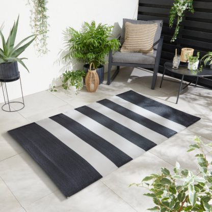 An Image of Stripe Garden Outdoor Mat Orange/White