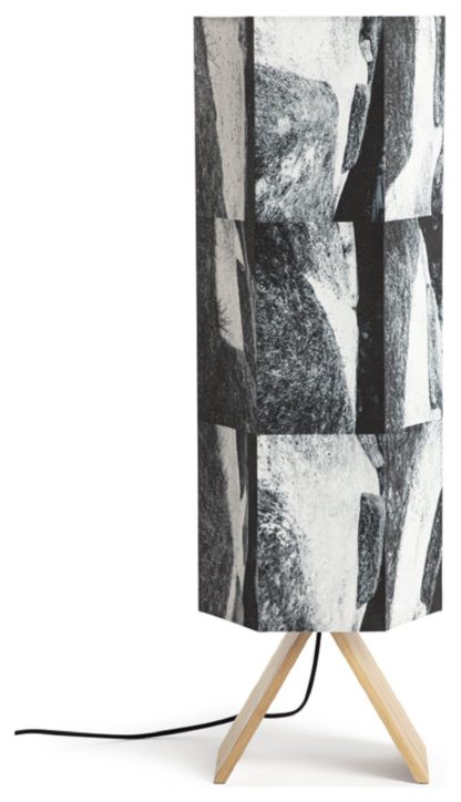 An Image of Habitat Whiteleaf Printed Column Floor Lamp - Black & White