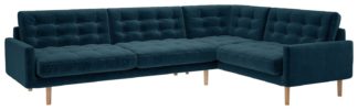 An Image of Habitat Fenner Left Corner Velvet Sofa - Ink Blue