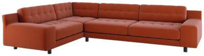 An Image of Habitat Hendricks Right Corner Velvet Sofa - Orange