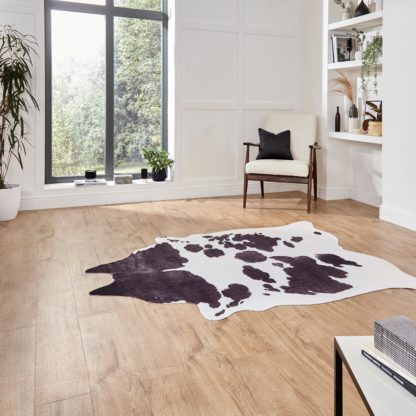 An Image of Faux Cow Print Rug Black/White