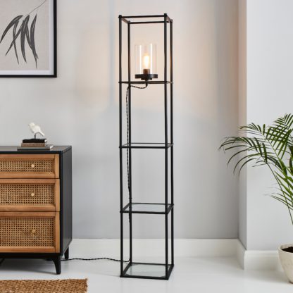 An Image of Claude Shelved Floor Lamp Black