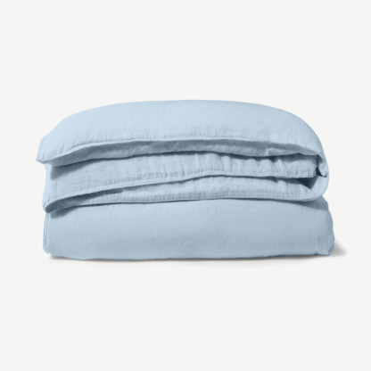 An Image of Brisa 100% Linen Duvet Cover, Double, Sky Blue