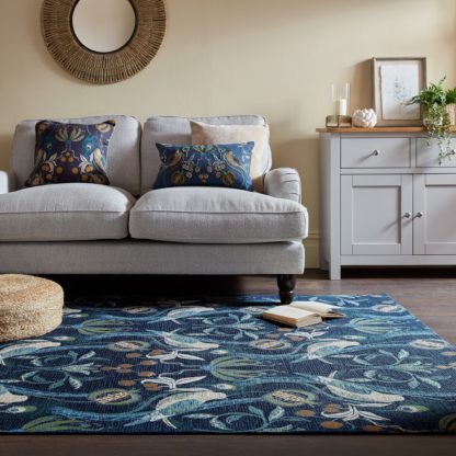 An Image of Havisham Chenille Flatweave Rug Navy