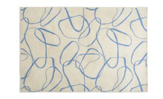 An Image of Habitat Squiggle Rug - Cream & Blue - 120x170cm