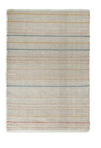 An Image of Habitat Striped Flatweave Wool Rug - Cream - 200x300cm