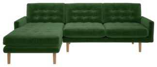 An Image of Habitat Fenner Left Corner Velvet Chaise - Moss Green