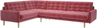 An Image of Habitat Fenner Left Corner Velvet Sofa - Dusty Rose