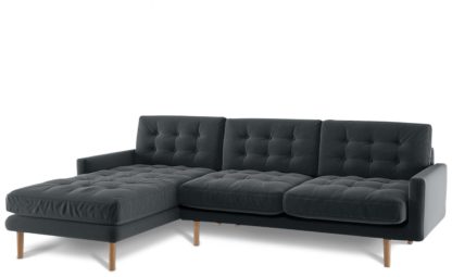 An Image of Habitat Fenner Left Corner Fabric Chaise - Grey