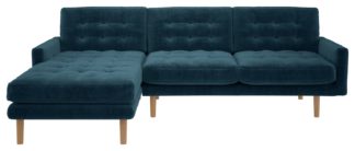 An Image of Habitat Fenner Left Corner Velvet Chaise - Ink Blue