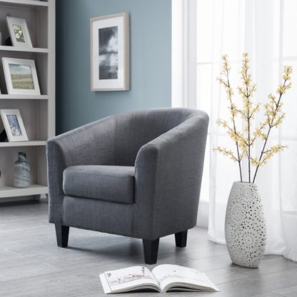 An Image of Hugo Linen Tub Chair Grey