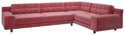 An Image of Habitat Hendricks Left Corner Velvet Sofa - Moss Green