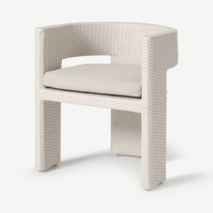 An Image of Alfrida Garden Dining Chair, Natural White Polyweave