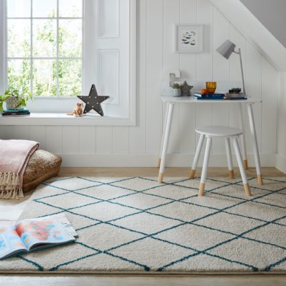 An Image of Malika Berber Rug Blue/White