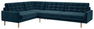 An Image of Habitat Fenner Right Corner Velvet Sofa - Ink Blue