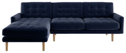 An Image of Habitat Fenner Left Corner Fabric Chaise - Navy Blue