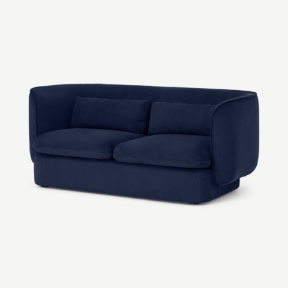 An Image of Maliri 2 Seater Sofa, Navy Corduroy Velvet