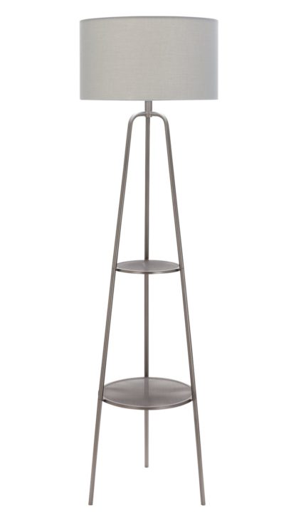 An Image of Argos Home Shelved Floor Lamp - Brushed Chrome