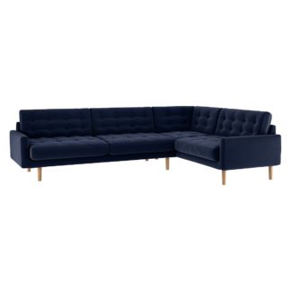 An Image of Habitat Fenner Left Corner Fabric Sofa - Navy Blue