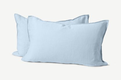 An Image of Brisa 100% Linen Set of 2 Pillowcases, Sky Blue