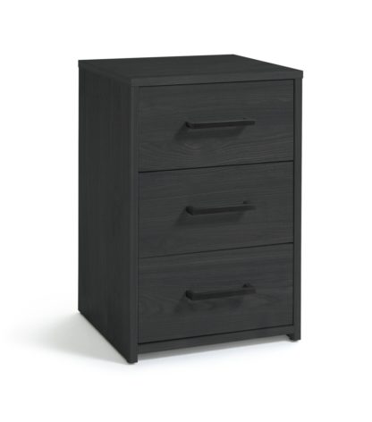 An Image of Argos Home Oslo 3 Drawer Bedside Table - Grey Oak Effect