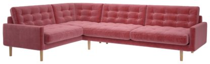 An Image of Habitat Fenner Right Corner Velvet Sofa - Dusty Rose