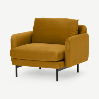 An Image of Miro Armchair, Vintage Ochre Recycled Velvet