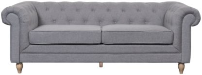 An Image of Habitat Chesterfield 3 Seater Woven Sofa - Light Grey