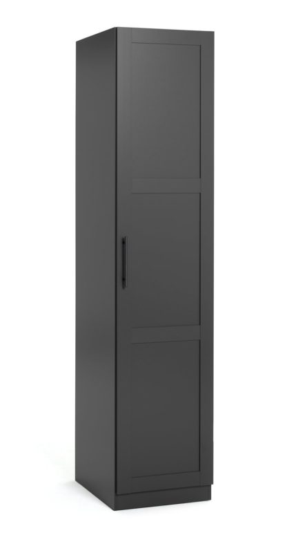 An Image of Habitat Munich Panelled 1 Door Wardrobe - Anthracite