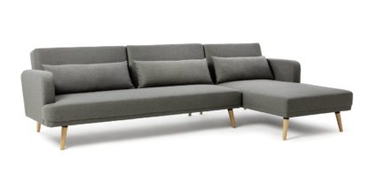 An Image of Habitat Andy Right Corner Fabric Sofa Bed - Grey