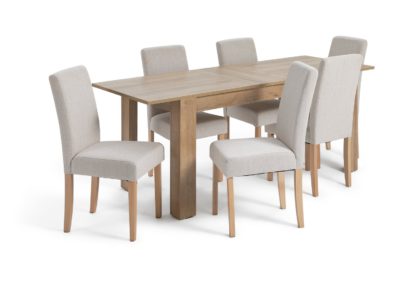 An Image of Habitat Miami Wood Effect Dining Table & 6 Cream Chairs