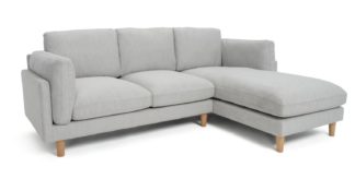 An Image of Habitat Salome Right Corner Fabric Sofa - Light Grey