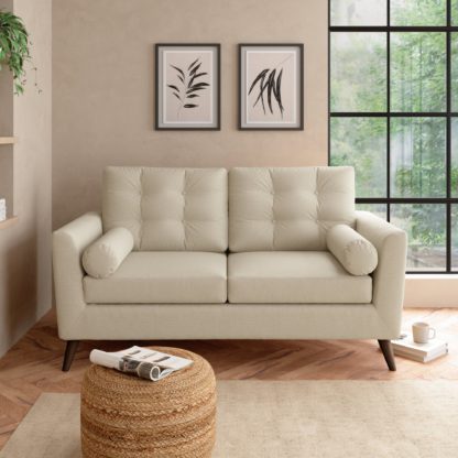 An Image of Lewes Textured Weave 3 Seater Sofa Textured Weave Sandstone