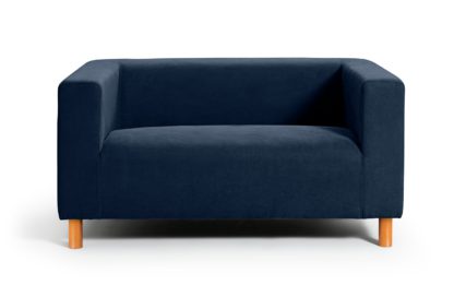 An Image of Habitat Moda Compact 2 Seater Velvet Sofa - Navy