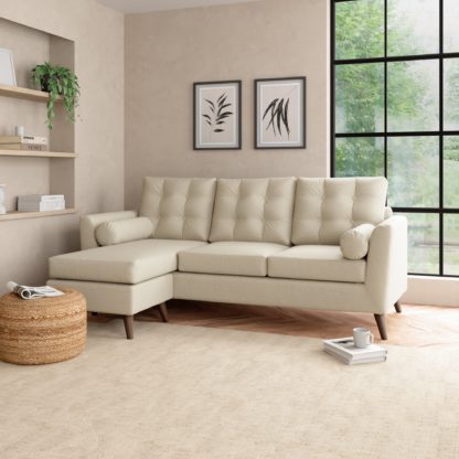 An Image of Lewes Textured Weave Large Corner Chaise Textured Weave Sandstone