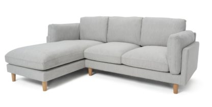 An Image of Habitat Salome Left Corner Fabric Sofa - Light Grey