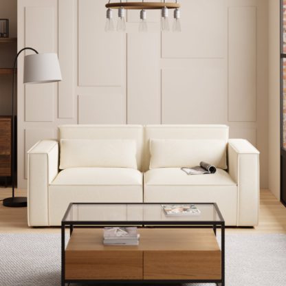 An Image of Modular Arne Tan Faux Leather 2 Seater Sofa Tan