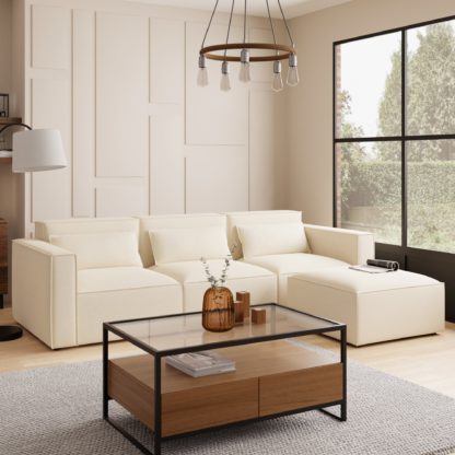 An Image of Modular Arne Tan Faux Leather Chaise Sofa Tan