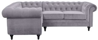 An Image of Habitat Chesterfield Right Corner Velvet Sofa - Light Grey