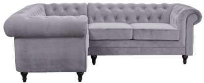 An Image of Habitat Chesterfield Right Corner Velvet Sofa - Light Grey