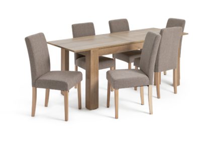 An Image of Habitat Miami Wood Effect Dining Table & 6 Brown Chairs