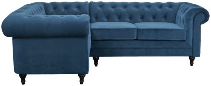 An Image of Habitat Chesterfield Right Corner Velvet Sofa - Blue